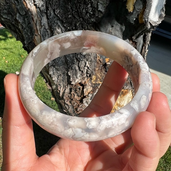 NEW Flower Agate Bangle Bracelet - Sakura Agate - Picture 5 of 7